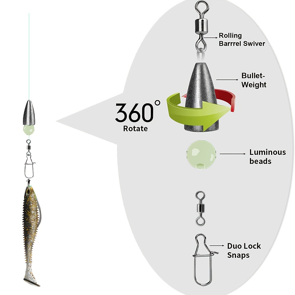 Texas Rig Set Bass Fishing Bullet Weight Space Bean Sequin - Temu United  Arab Emirates