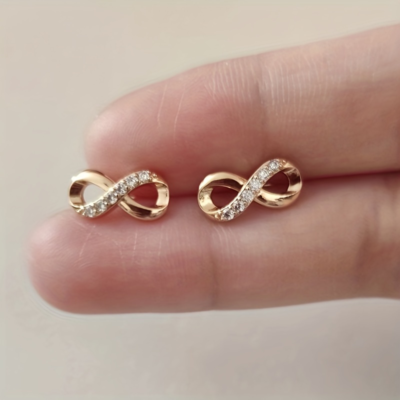 Lucky Cubic Zirconia Infinity Stud Earrings