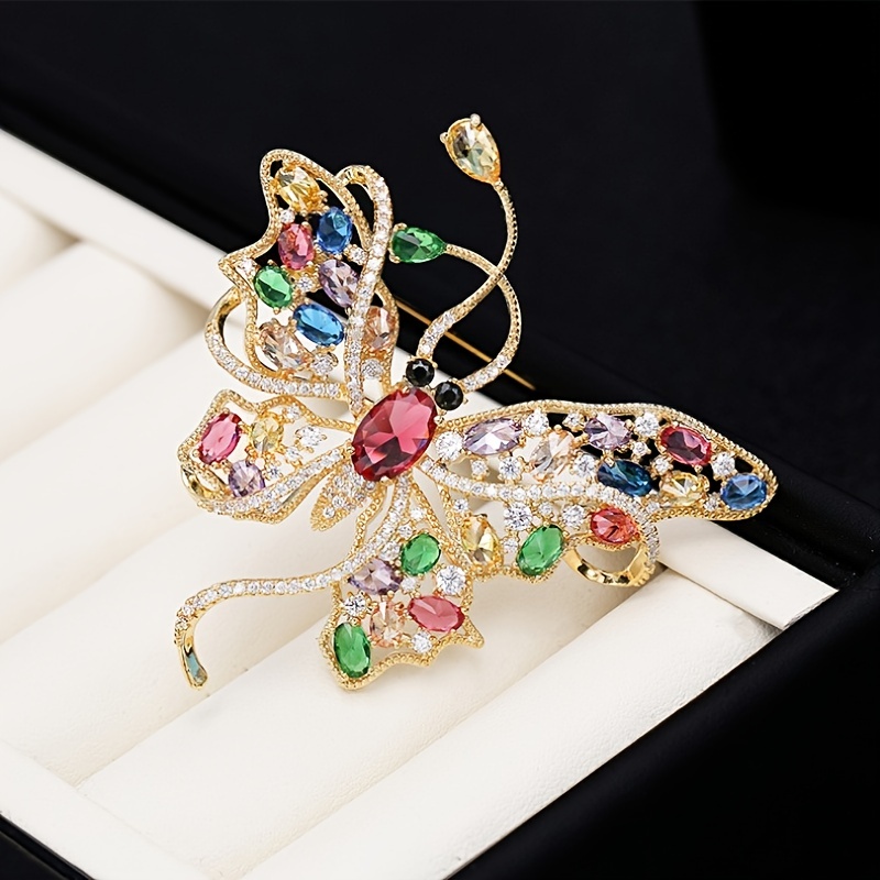 2023 Korean Elegant Rhinestone Pins Crystal Butterfly Brooch