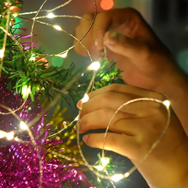 1pc 118in 197in 394in 787in 30 50 100 200led outdoor string lights christmas star lights battery powered not included diy led fairy string light copper wire light holiday lighting garland for christmas wedding party bedroom details 4