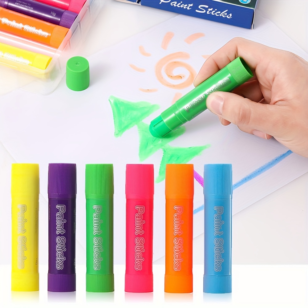 MayMoi Tempera Paint Sticks, Non-Toxic, Quick Drying, No Mess & Washable Paint Sticks for Kids (12 Bright Colors)