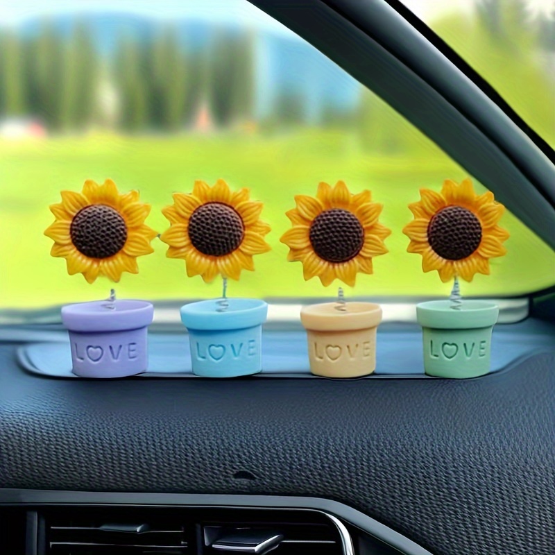 Gehäkelte Sonnenblume Auto-Armaturenbrett-Dekor, Mini-Pflanzen