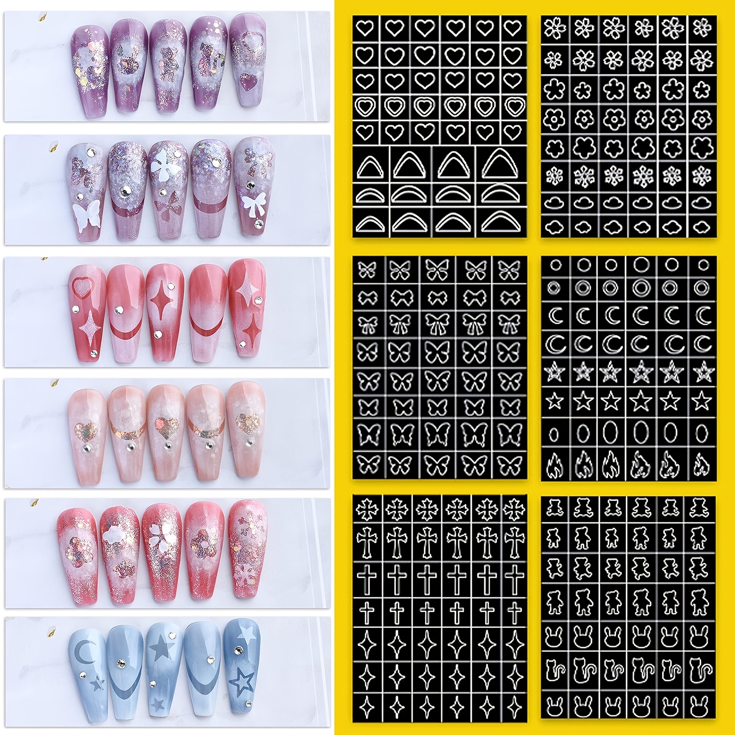 Airbrush Stencils Nail Stickers For Nails Heart Butterfly - Temu