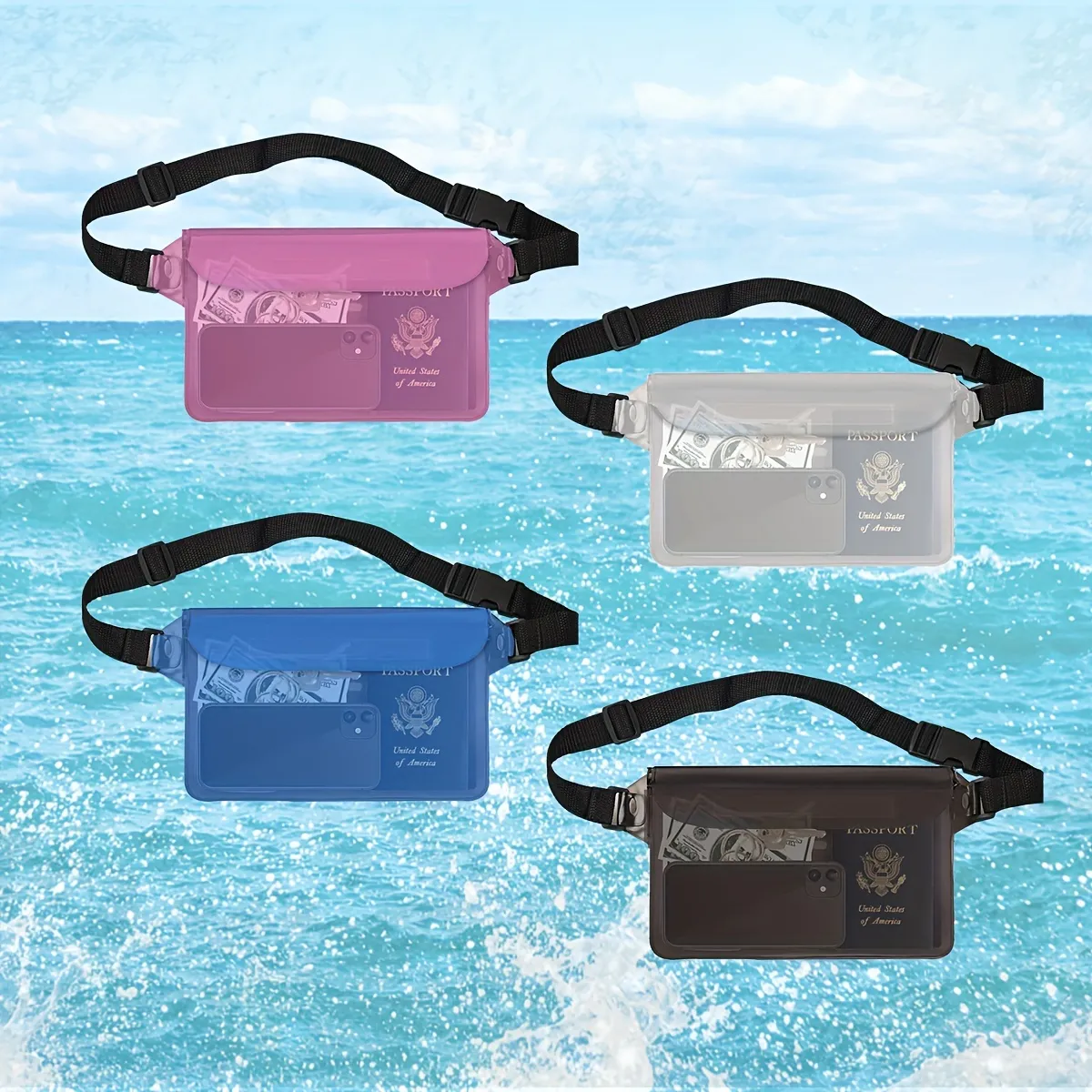 Stay Dry & Comfortable: Waterproof Pouch Bag With Adjustable Waist Strap  For Swimming, Diving, Boating, Fishing & Beach! - Temu