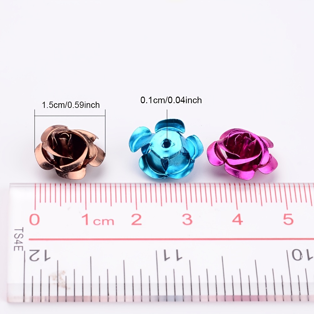 1Bag Metal Aluminum Rose Flower Tiny Beads Mixed DIY Jewelry 6x4mm