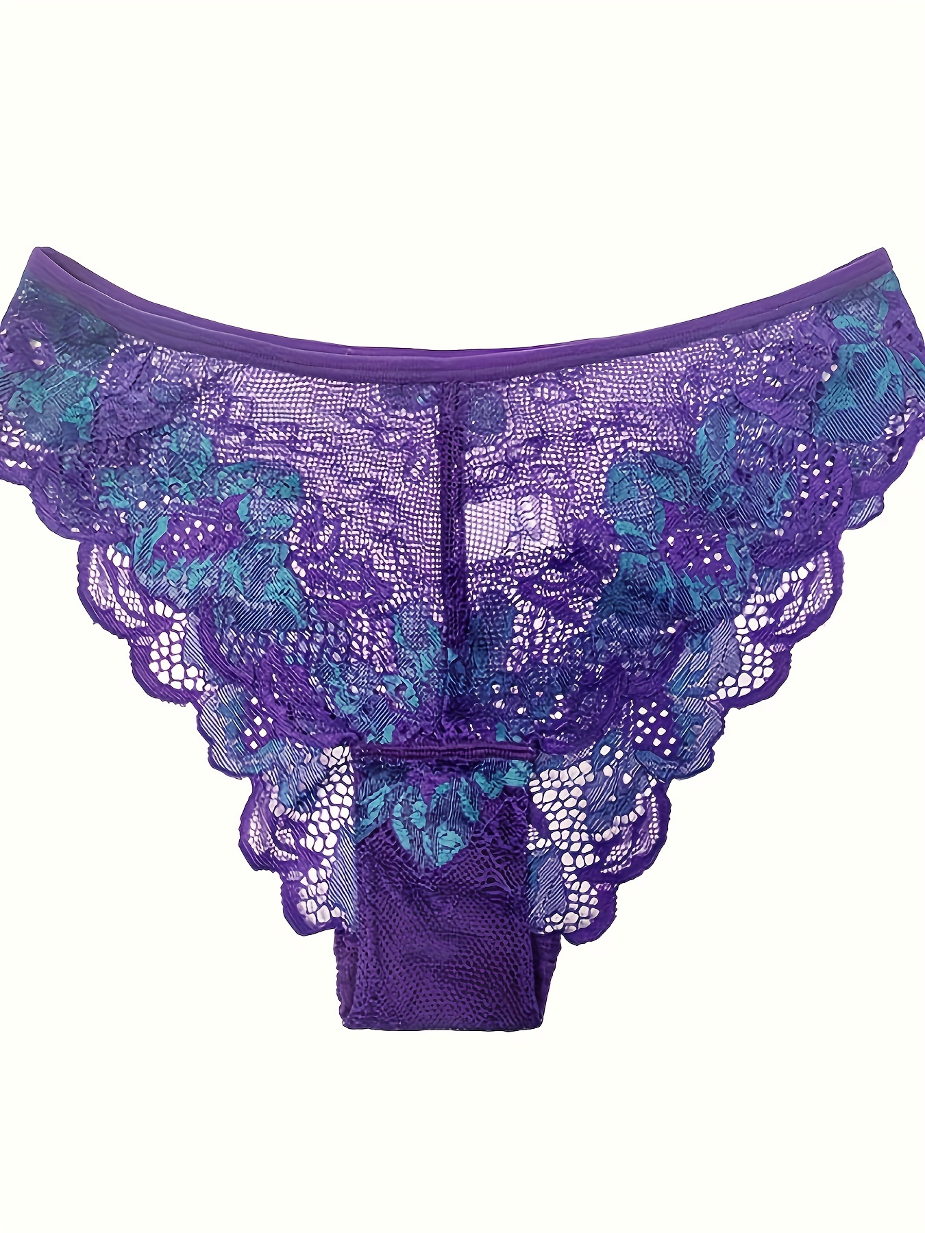 Women's Contrast Color Floral Lace Trim Cheeky Panties Semi - Temu Canada