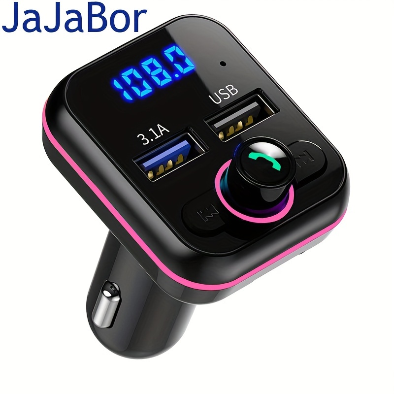 JaJaBor FM-Transmitter Dual-USB-Telefonladegerät Bunte Licht Auto
