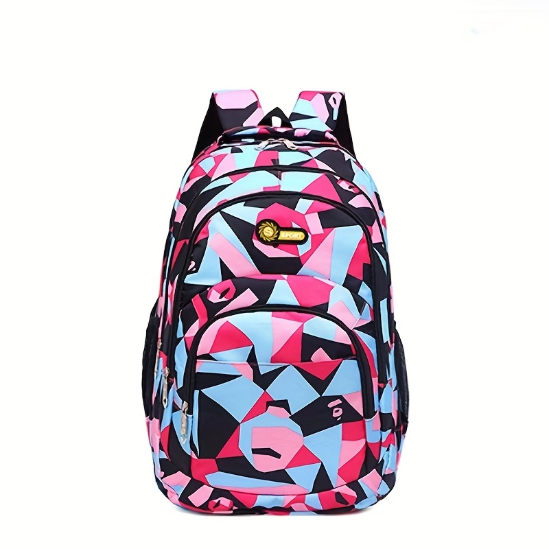 Geometric Pattern Preppy Backpack Large Capacity Back To School Daypack