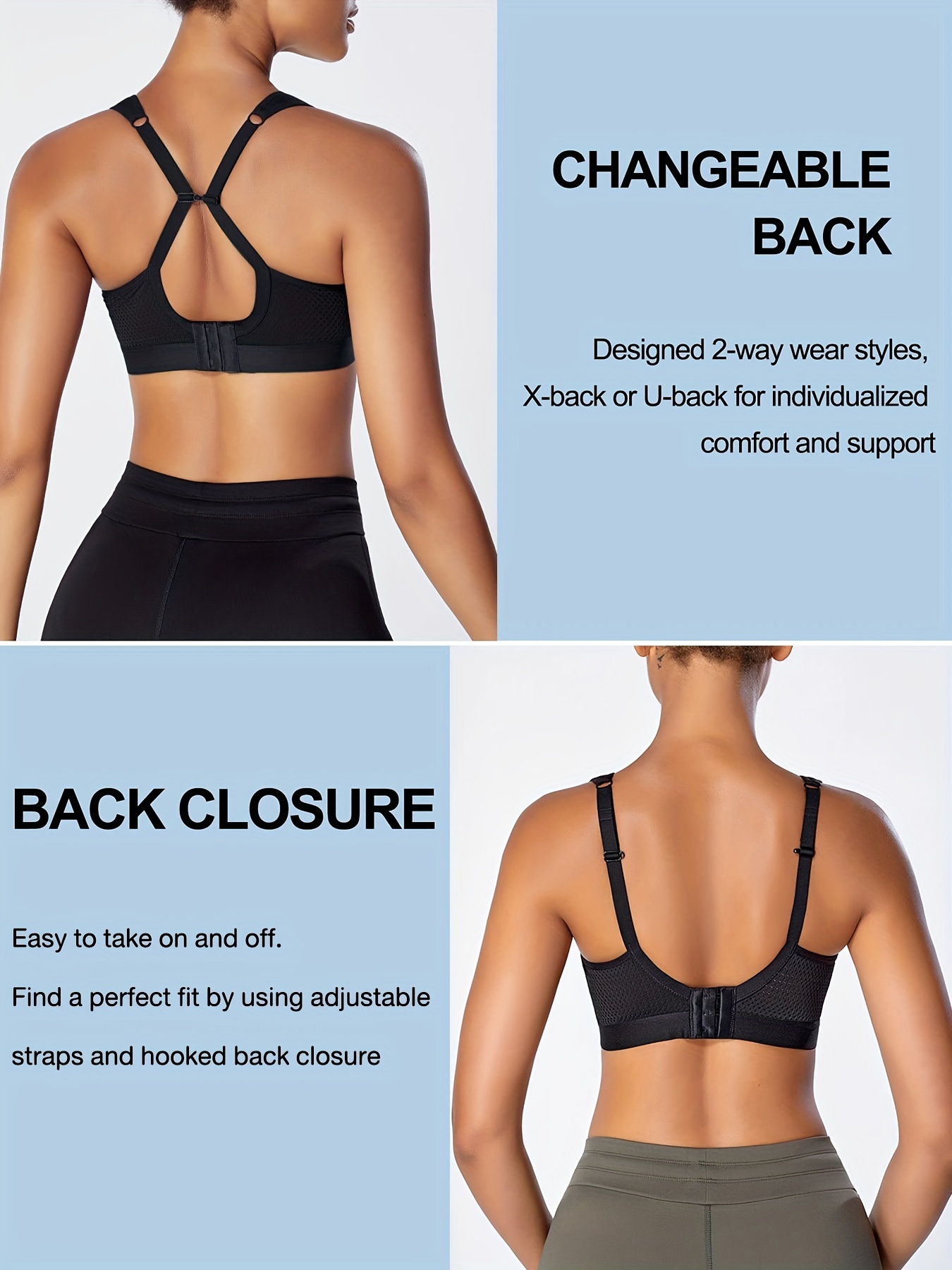 Women's Support Bras With Back Closure High Impact Sports Bras Racerback  Sexy Running Bra