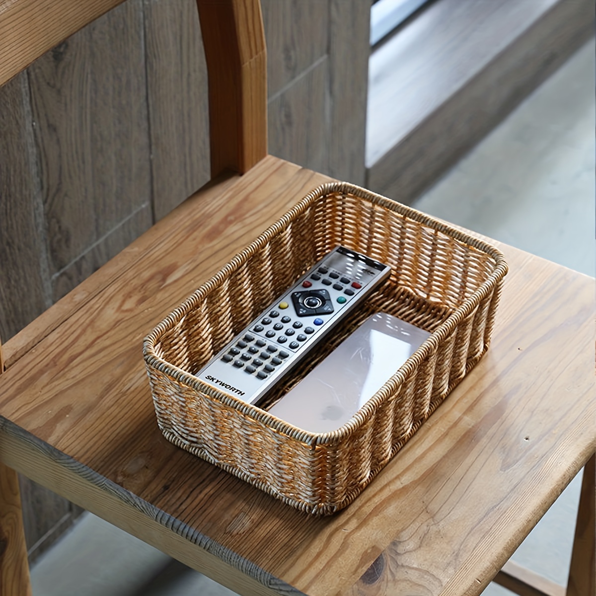 Decorative Woven Storage Basket Wooden Storage Bins For - Temu