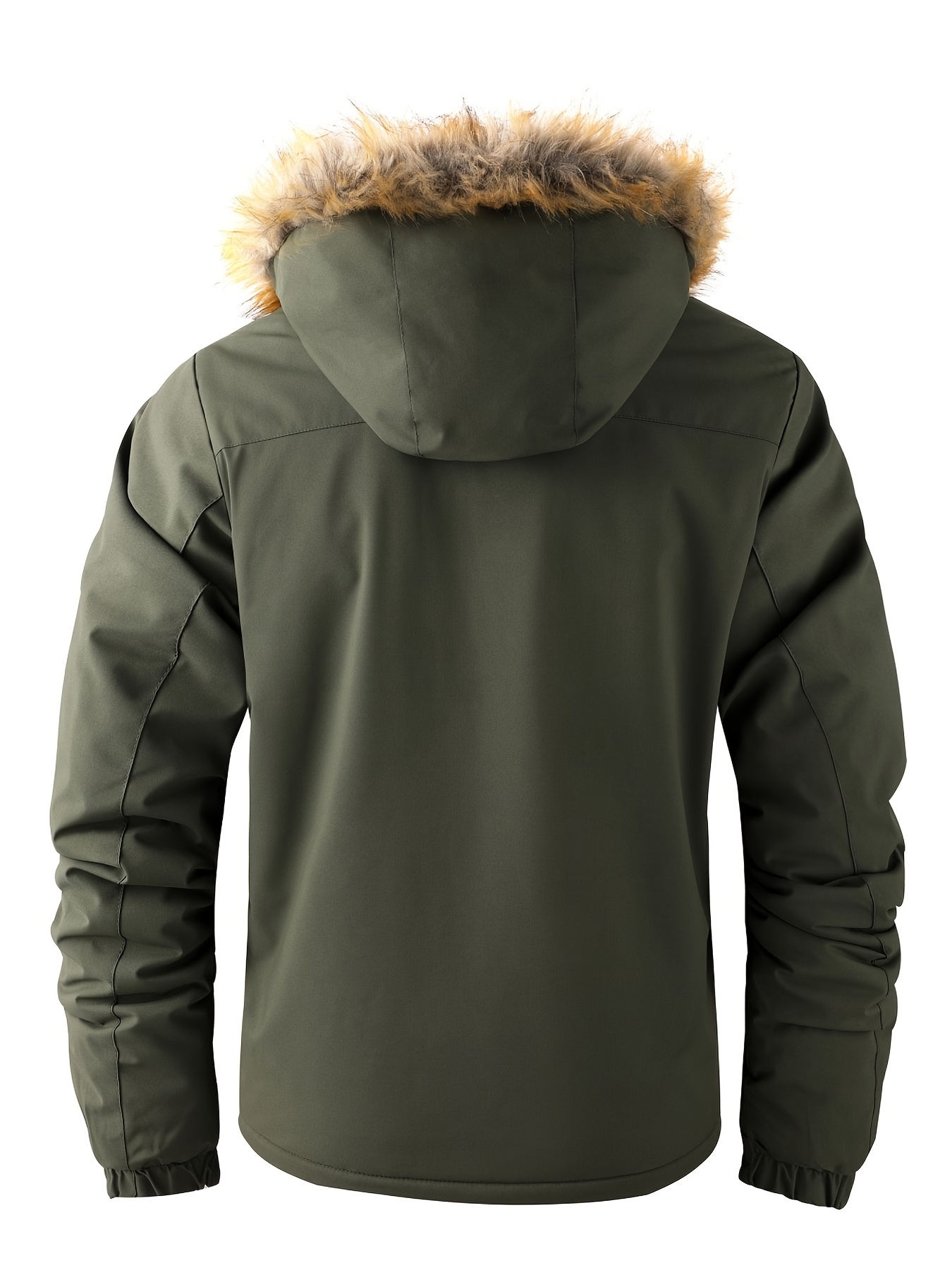 New Fall/winter Men's Flap Pocket Padded Jacket Faux Fur - Temu