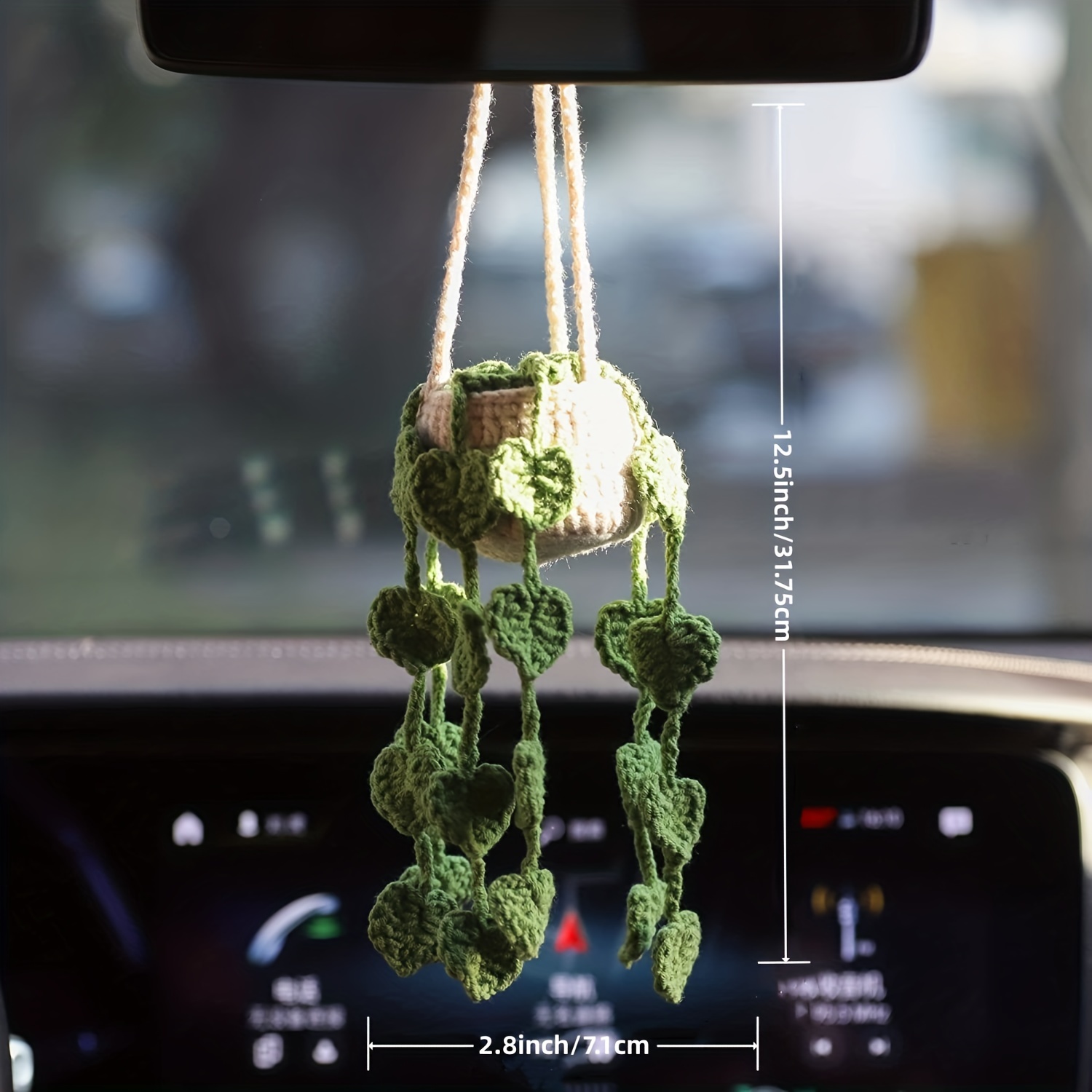 Cute Potted Plant Crochet Hanging Basket Car Decoration - Temu Philippines