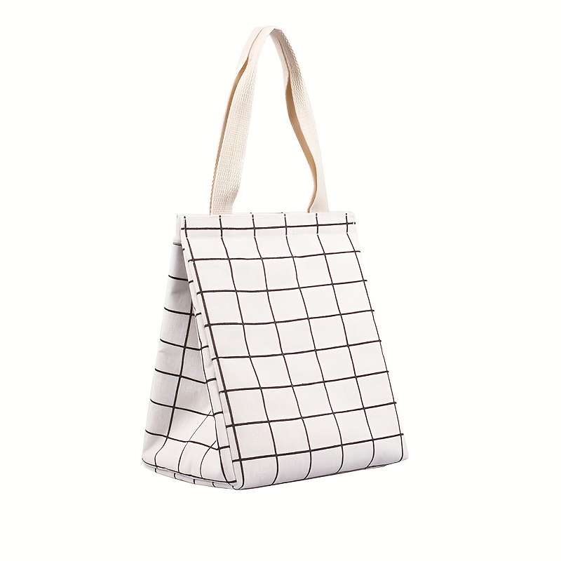 Black And White Gingham Lunch Box Women Geometric Checkered Plaid Cooler  Thermal Food Insulated Lunch Bag For Work Picnic Bags