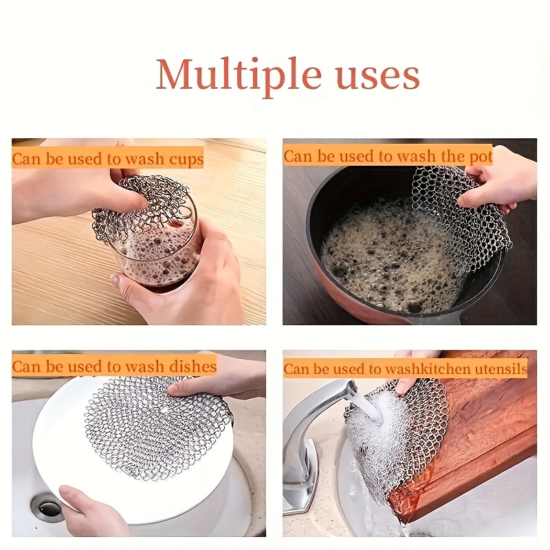 Cast Iron Scrubber Cleaning Brush + Pan/grill Scraper Skillet And Grill  Cleaner