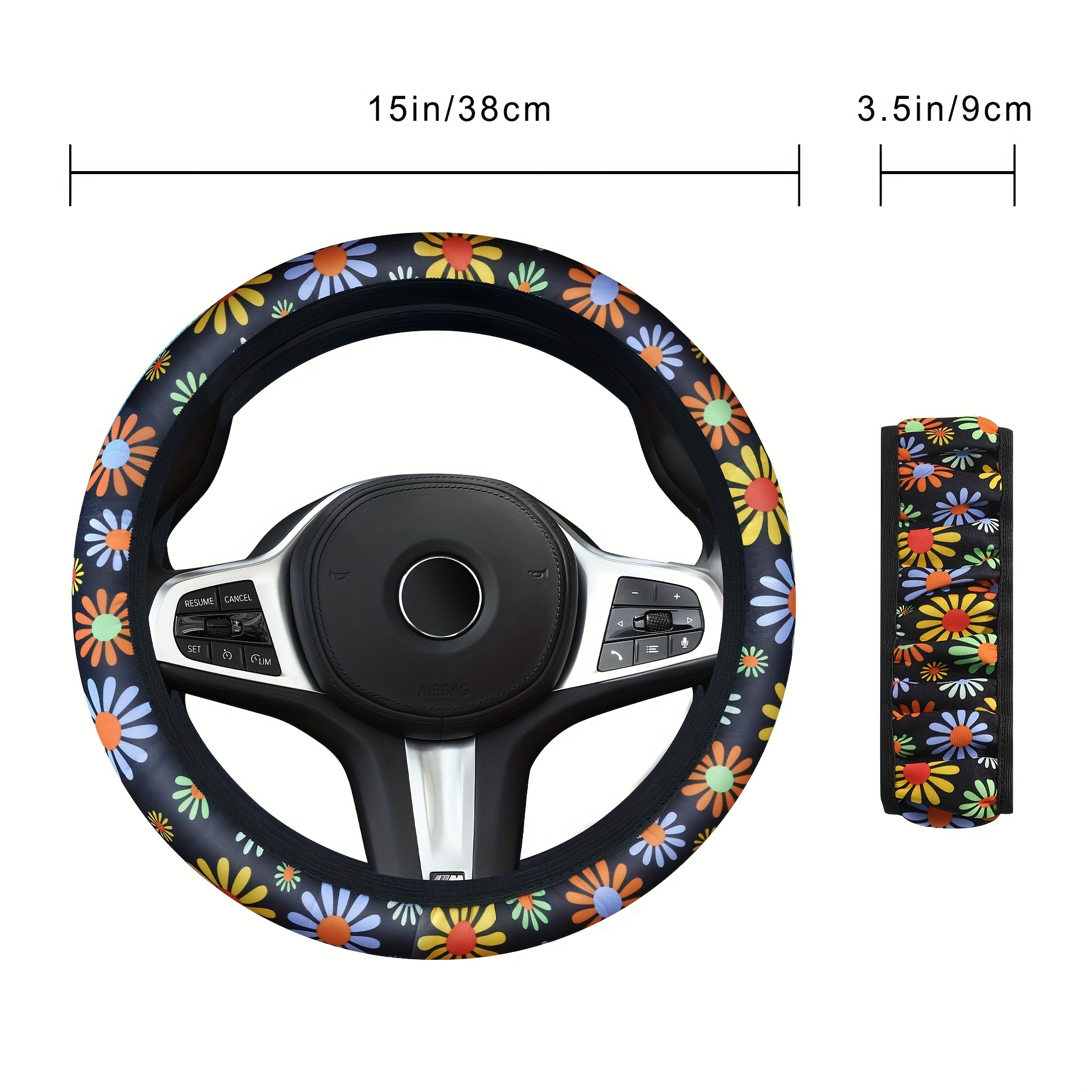Daisy Steering Wheel Cover Black With White and Yellow Daisy / Car  Accessories for Women / Girls Gift / Hostess Gift Idea / Black Floral. -   Israel