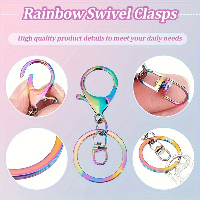 Rainbow Swivel Snap Clasps Set - Metal Swivel Lanyard Snap Hook with Split  Keychain Rings Purse Hardware Swivel Lobster Claw for Handbag Jewelry DIY