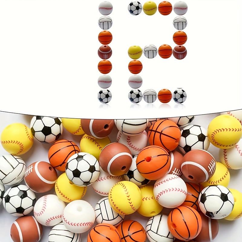 Sports Silicone Beads Baseball Softball Football Round - Temu