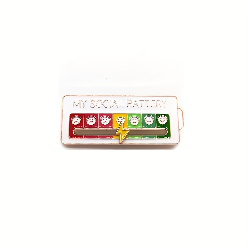 1pc My Social Battery Slideable Mood Conversion Badge For - Temu