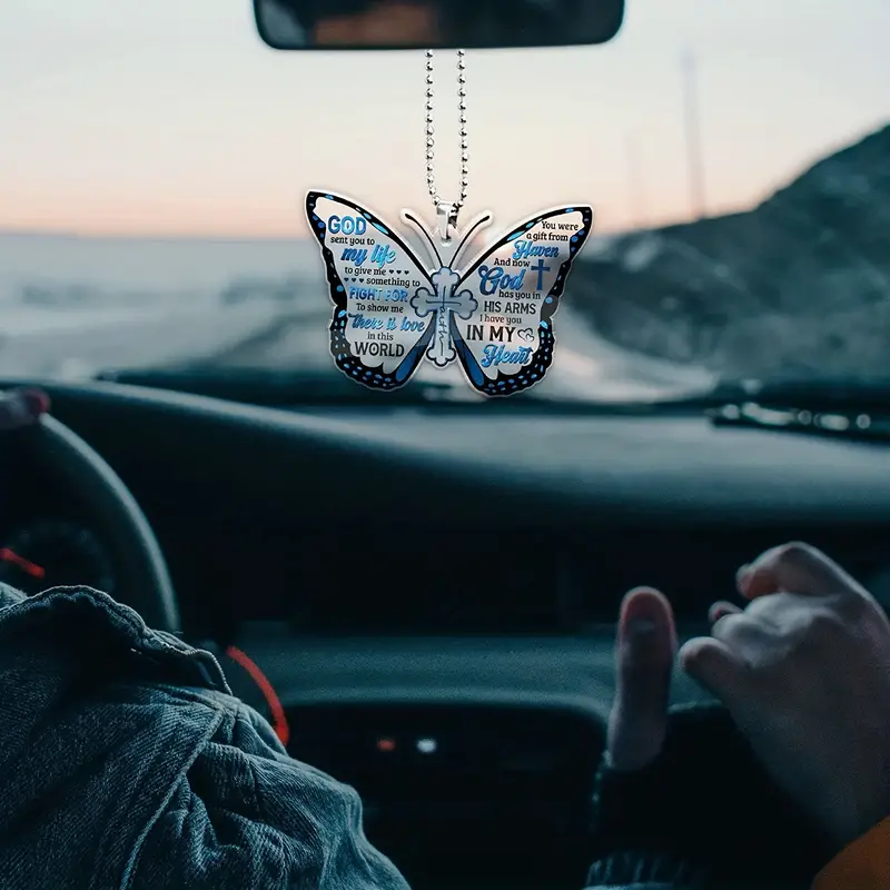 1 Stück, Transparenter Schmetterling-auto-anhänger, Acryl-ornamente, Auto- rückspiegel-dekoration, Weihnachtsbaum-dekoration - Auto - Temu Austria