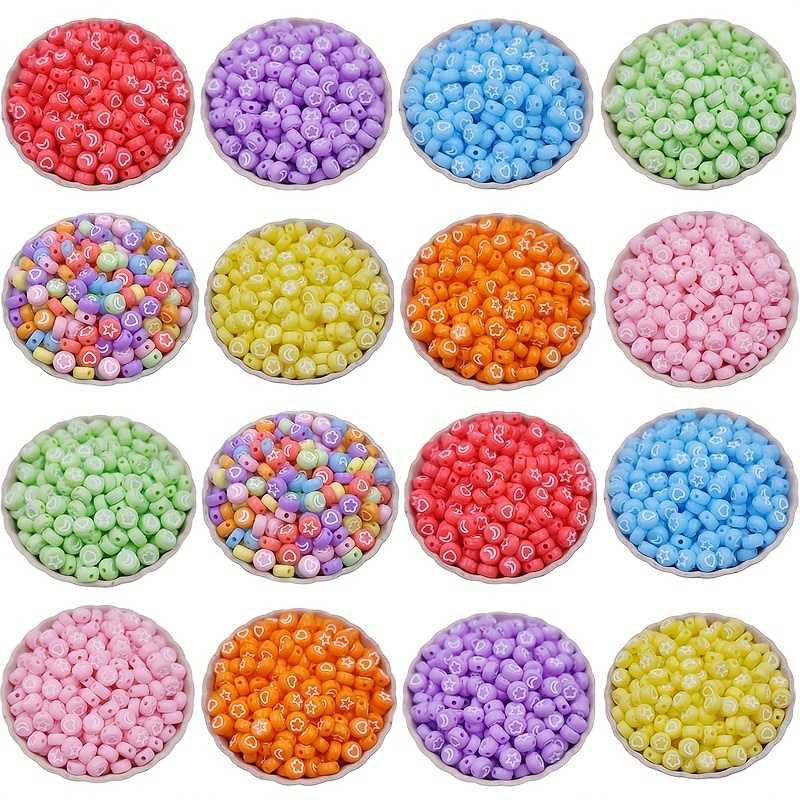 Candy Color Acrylic Heart Beads Star Beads Round Beads - Temu