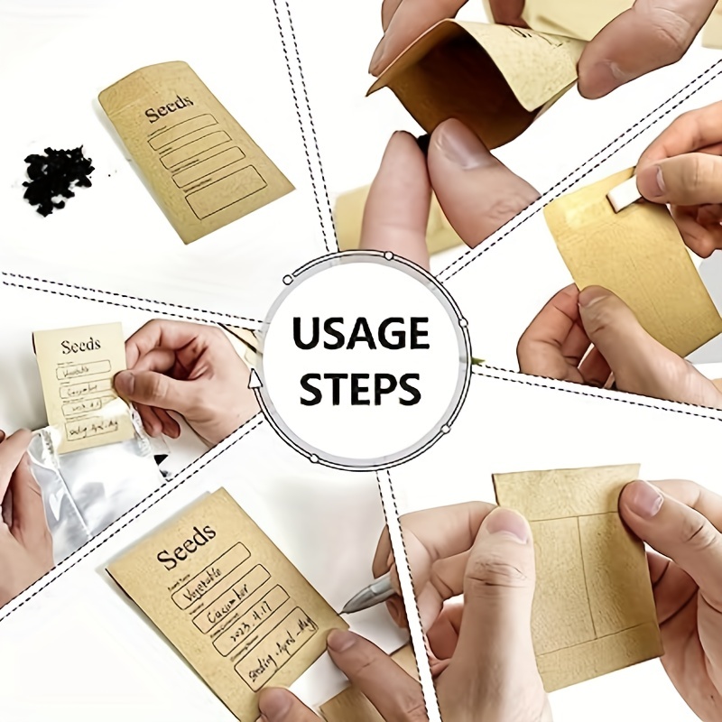 150 Pcs Seed Packets Envelopes, Let Love Grow Seed Packets with Seed Saving  Template, 2.3x3.5 Self-Adhesive Small Kraft Paper Envelopes for Seeds