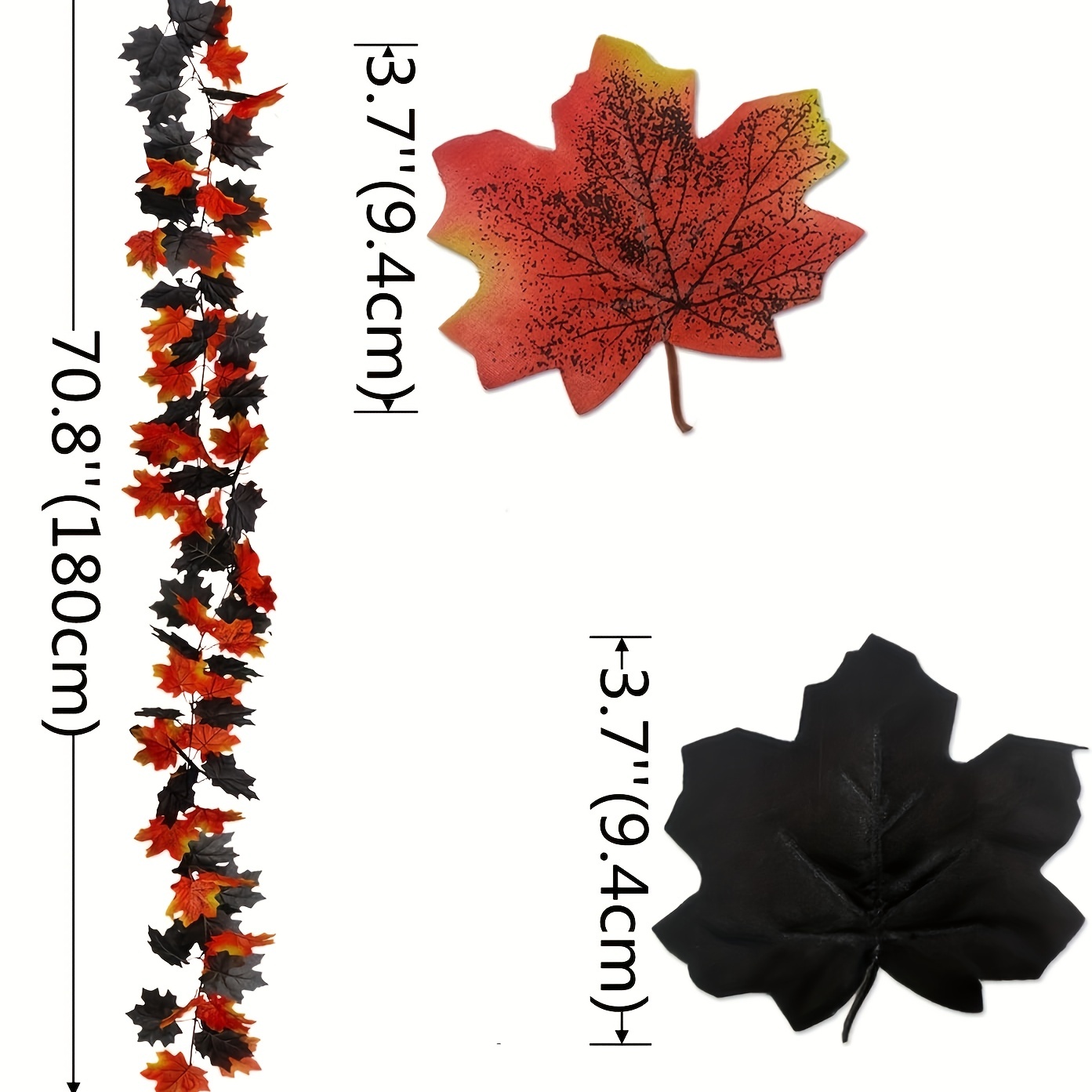 Halloween Black Garland Artificial Maple Leave Vines Battery - Temu