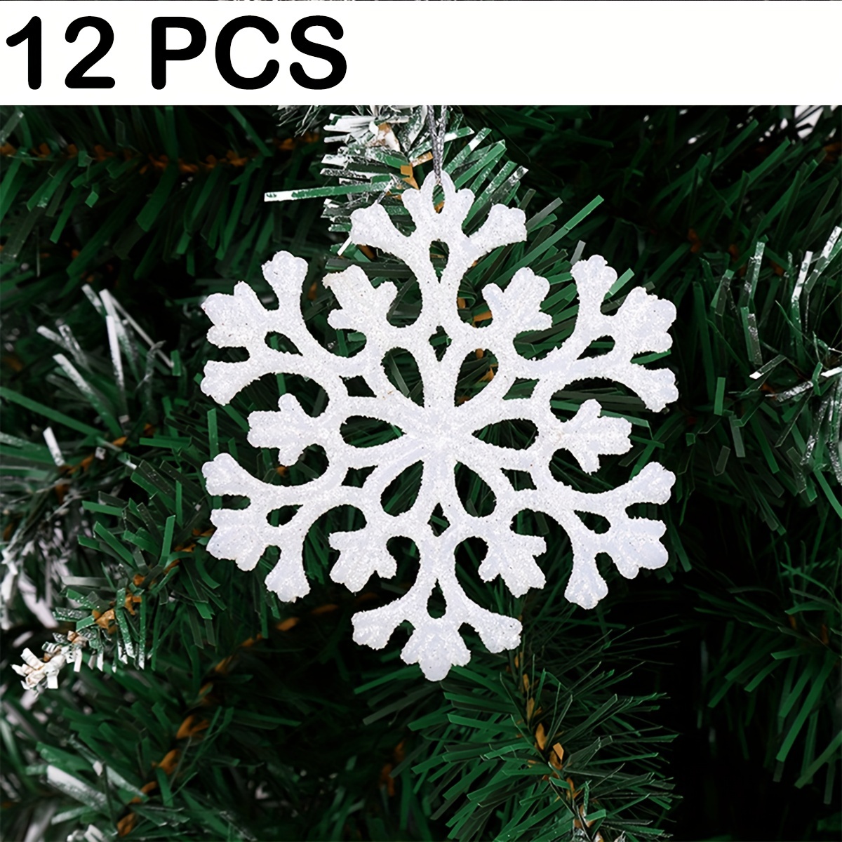 Plastic Snowflake Ornament Christmas Glitter - Temu