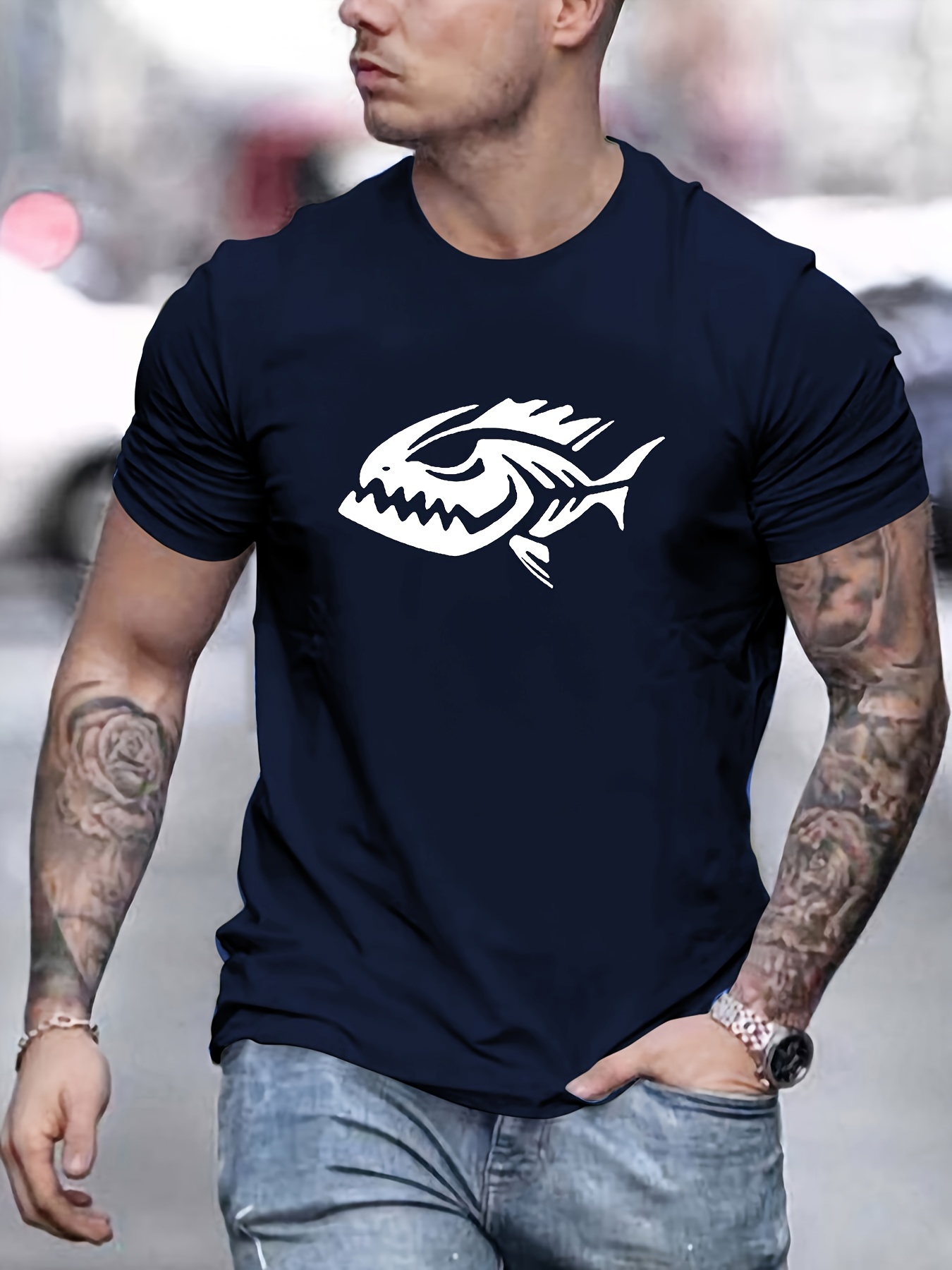 Special Fish Pattern Men's T shirt Summer Outdoor Casual - Temu Canada