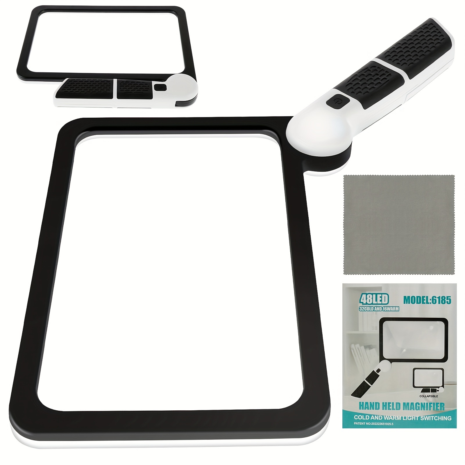 Large Magnifying Glass with Light, Full Page 5X Magnifier 48LED Cold &  Warm