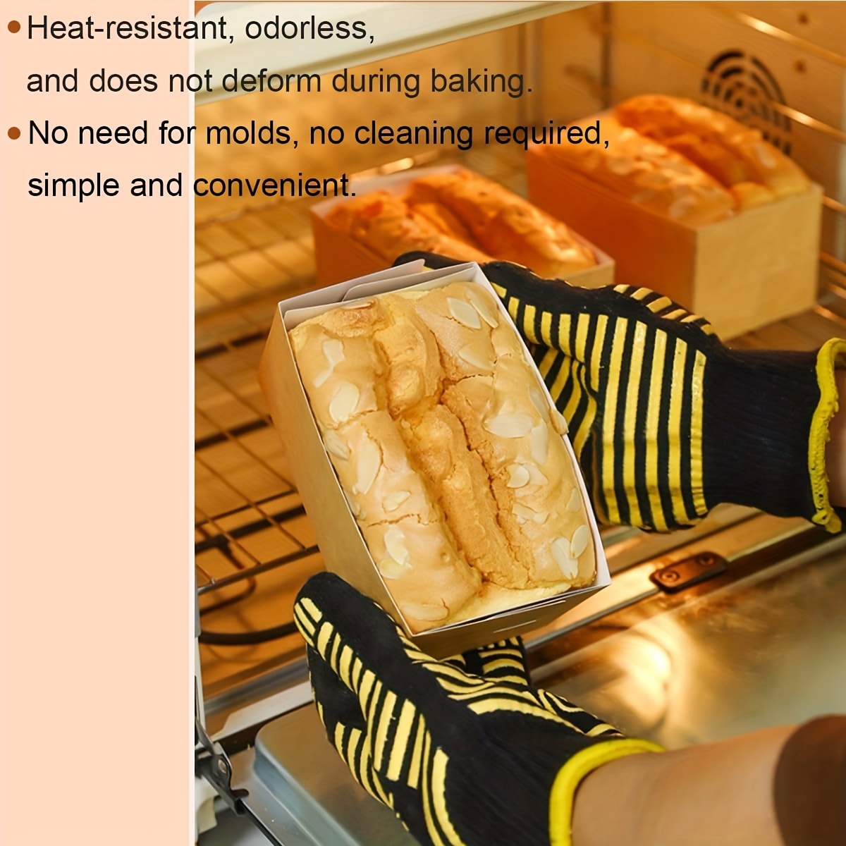 50pcs Baking Pans Paper Pan Loaf Bread Mold Toast Disposable Cakes