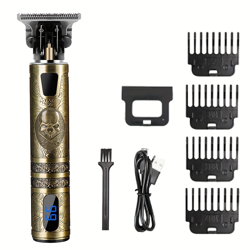 Professional Hair Clipper, Electric Beard Shaver With LED Display, Beard Trimmer, USB-C Charging, Cordless Hair Trimmer Set With 4 Attachment Combs