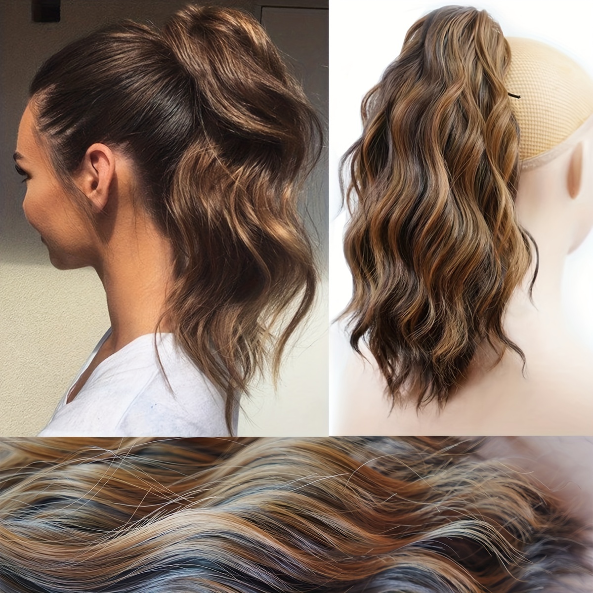 Water Wavy Ponytail Extension, 14 Inch Dirty Blonde