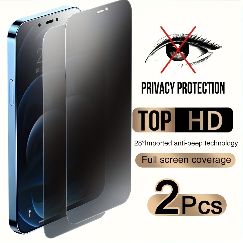 Protector de pantalla antiespía de cobertura completa, película de vidrio  de privacidad para iPhone 14, 13