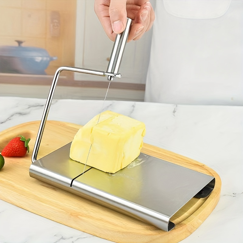 Cortador y cortador de queso, multiusos, de acero inoxidable, cortador de  quesos y alimentos con hoja de 4 pulgadas, tabla de cortar queso con escala