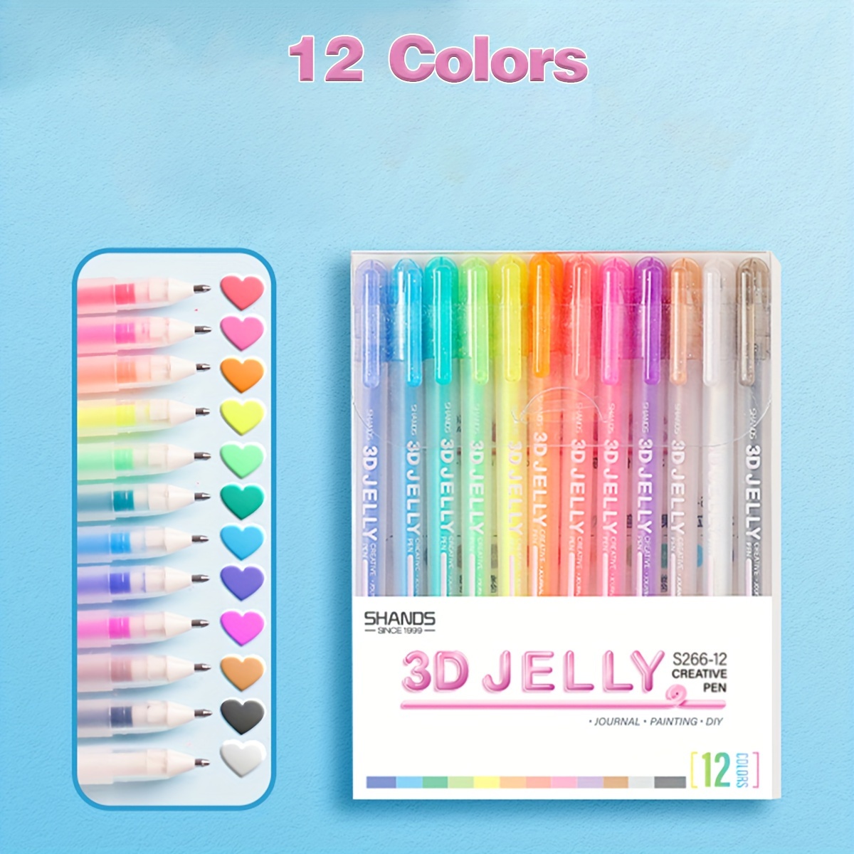 3D Jelly Pen Set, 6 Colors 3D Glossy Jelly Pens, Assorted Colors Gel Ink  Pens for DIY Painting Drawing Coloring, Suitable on Glass Plastic