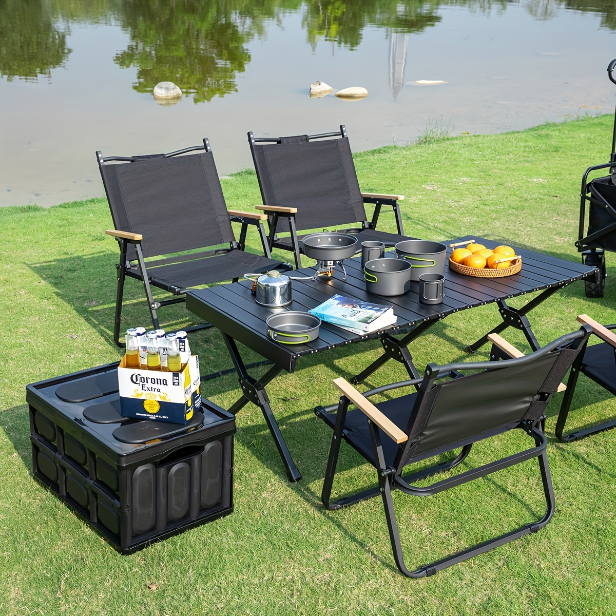 PORTAL Mesa de camping plegable portátil con patas ajustables, mesa  plegable de aluminio con bolsa de transporte para exteriores, playa,  picnic
