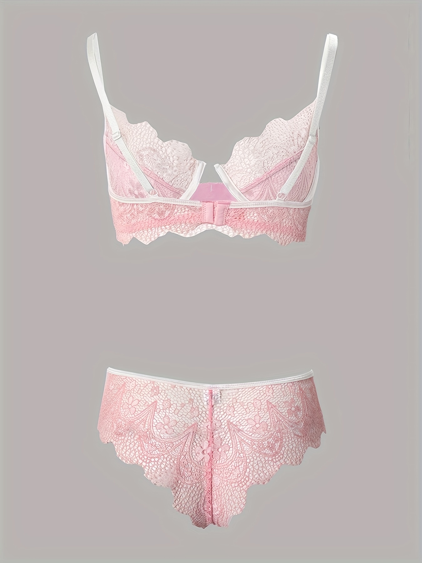 Women's Lace Push Bra & Panty Lingerie Set - Temu Canada