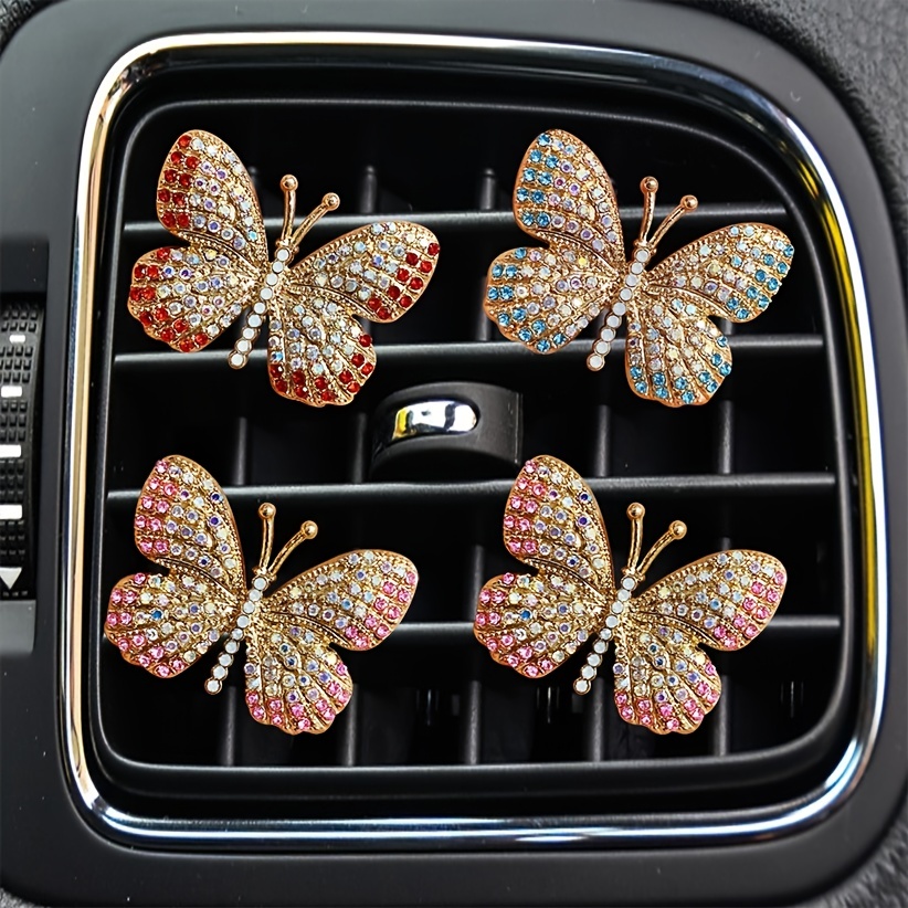 Bling Butterfly Car Accessories, Cute Car Air Freshener, Car Interior  Decoration Charm, Rhinestone Car Air Vent Clip, Glam Car Decor (Pink + Blue)