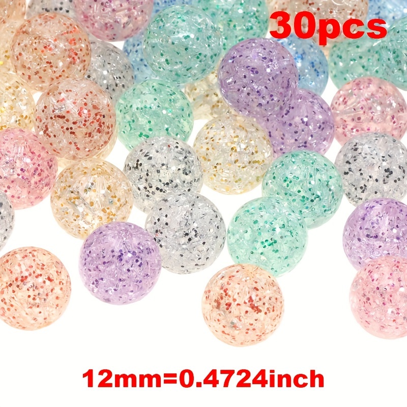 Image of 8mm 10mm 12mm 30pcs 50pcs 100pcs Transparent Colorful Sequin Crack Acrylic Beads