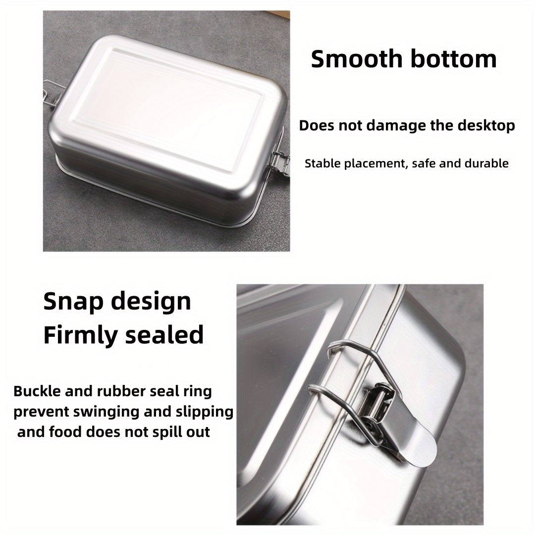 1pc leak proof 304 stainless steel lunch box   portable with sealed compartment ideal for students lunches outdoor meals details 8