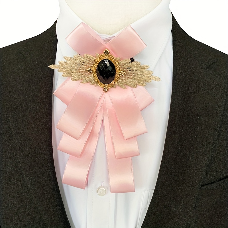 Satin Necktie Jeweled British Layer Bow Necktie