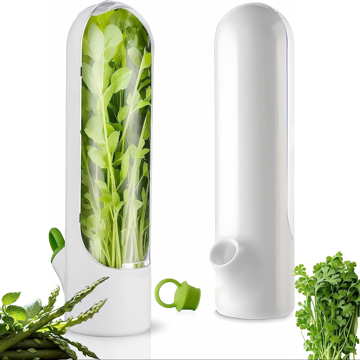 1/2pcs Preservation Pod Preservation Vegetables Fresh Coriander Container Suitable For Refrigerator, Preservation, For Mint Refrigerator Storage, And Fresh For 2-3 Weeks Refrigerator Kitchen Supplies