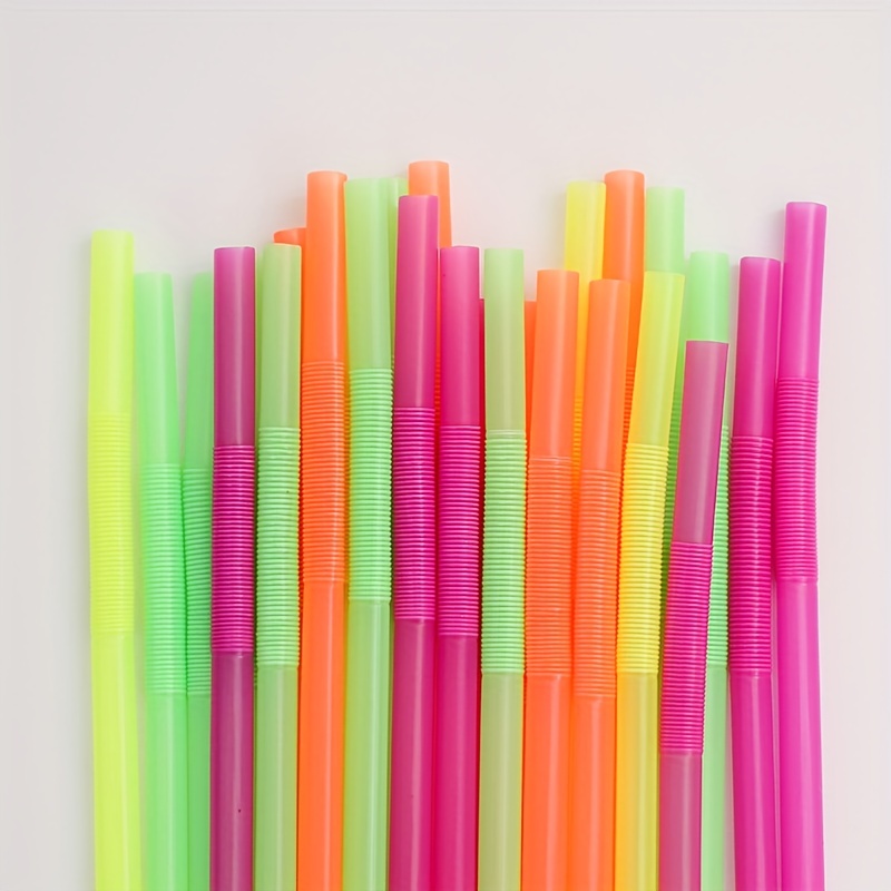 Long Flexible Straws Artistic Straws Neon Assorted Perfect - Temu