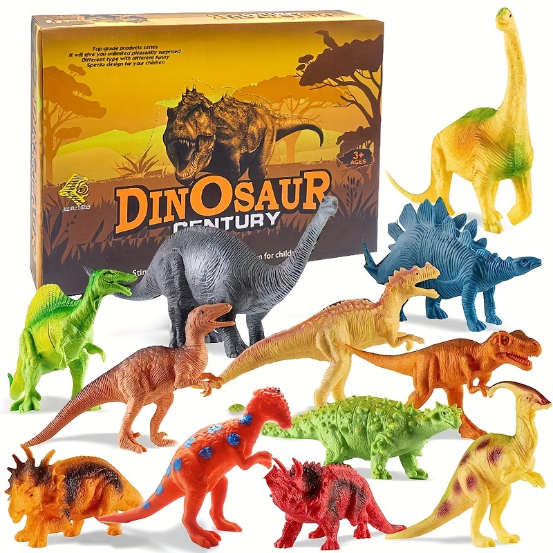 Dinosaur Toys - 12 7-Inch Realistic Dinosaurs Figures With Storage Box  |Dino Toys| Toddler Boy Toys Christmas Gifts Halloween Thanksgiving Gifts