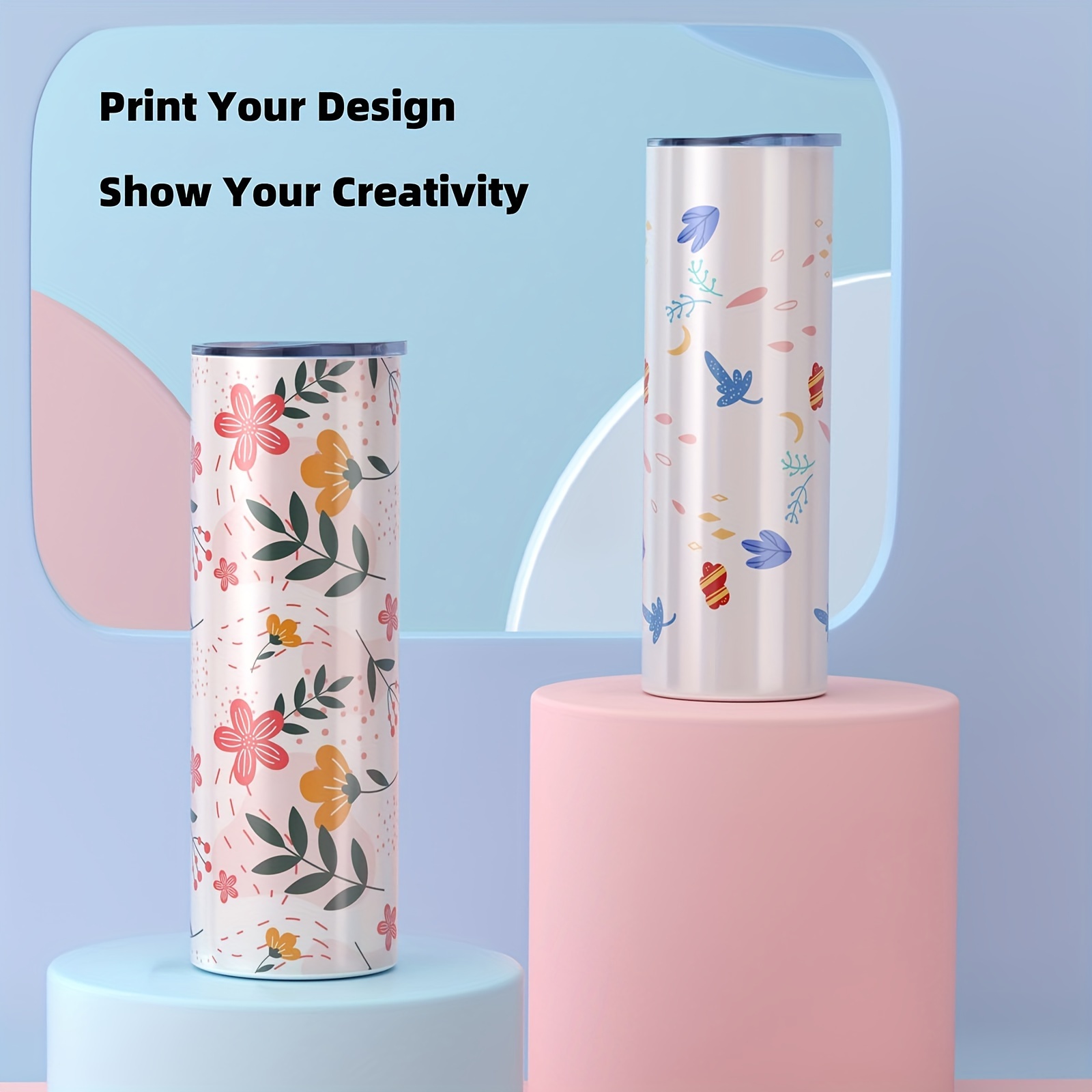 Sublimation Glitter Straight Skinny Tumbler, Stainless Steel Slim Travel  Vacuum Water Bottle With Seal Lid Plastic Straws, Festival Party Gift Cup,  5 Colors Available - Temu