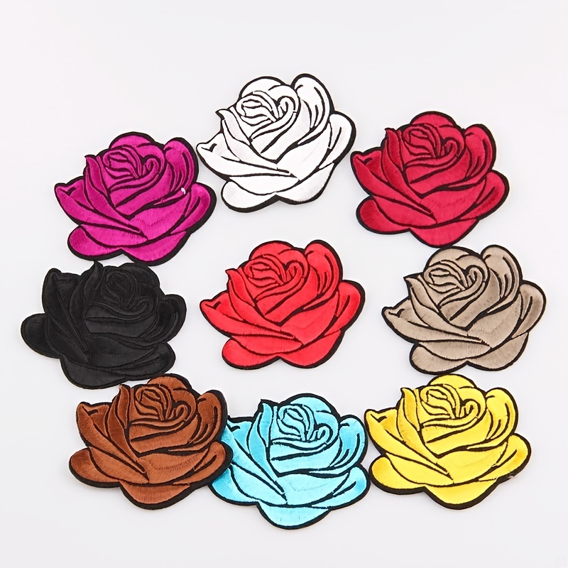 Embroidery 3d Blue Rose Ivory Flower Patch Applique Diy - Temu