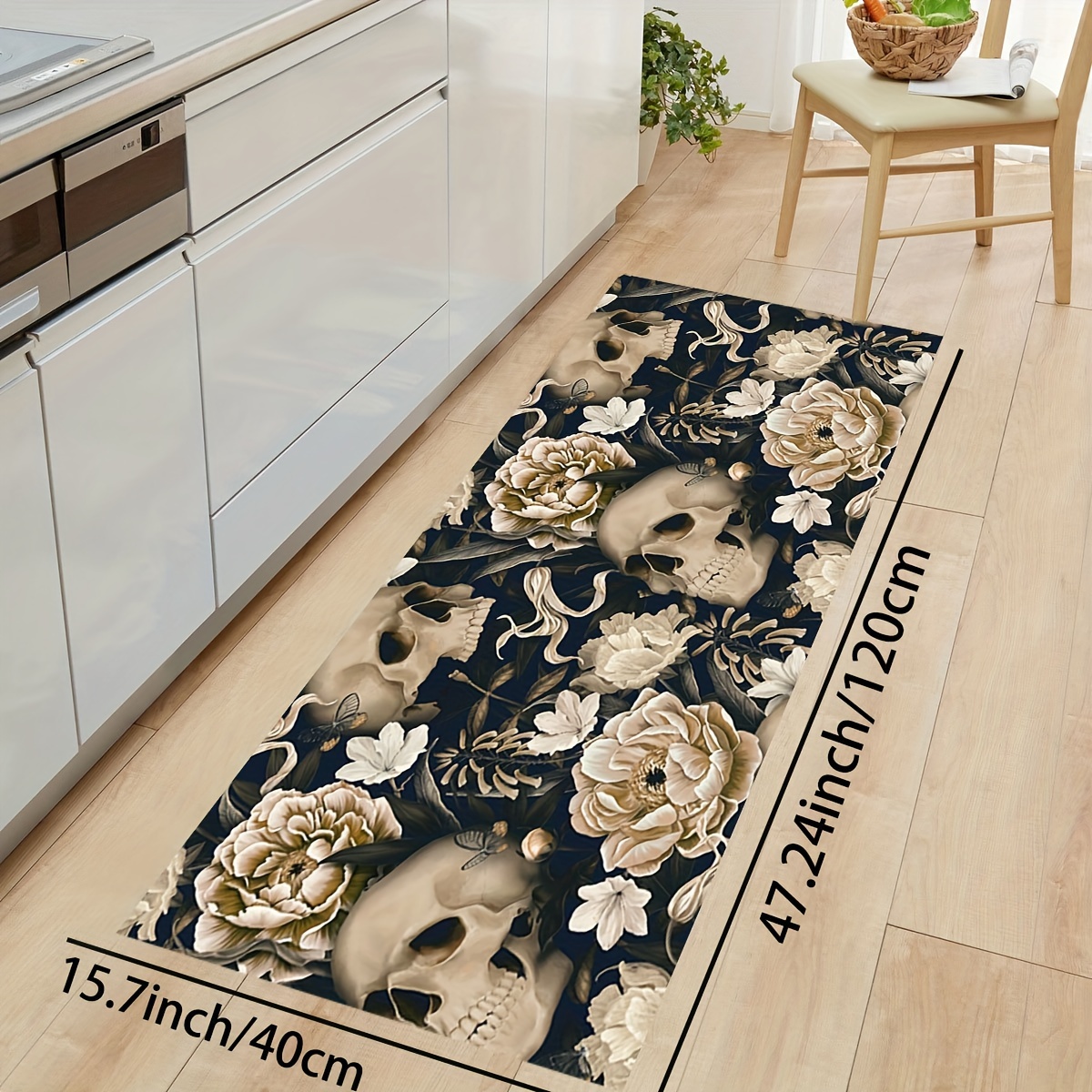 Gothic Skull Print Kitchen Mat Household Non slip Runner Rug - Temu