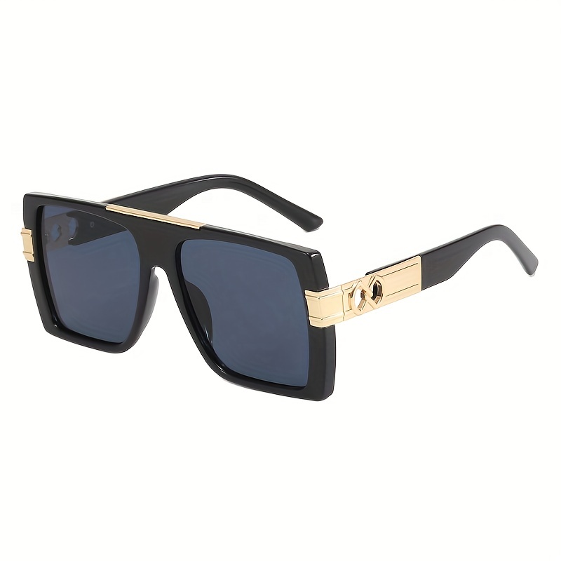 1pc Men's Sunglasses, Big Frame Polygonal Metal Frame Sunglasses