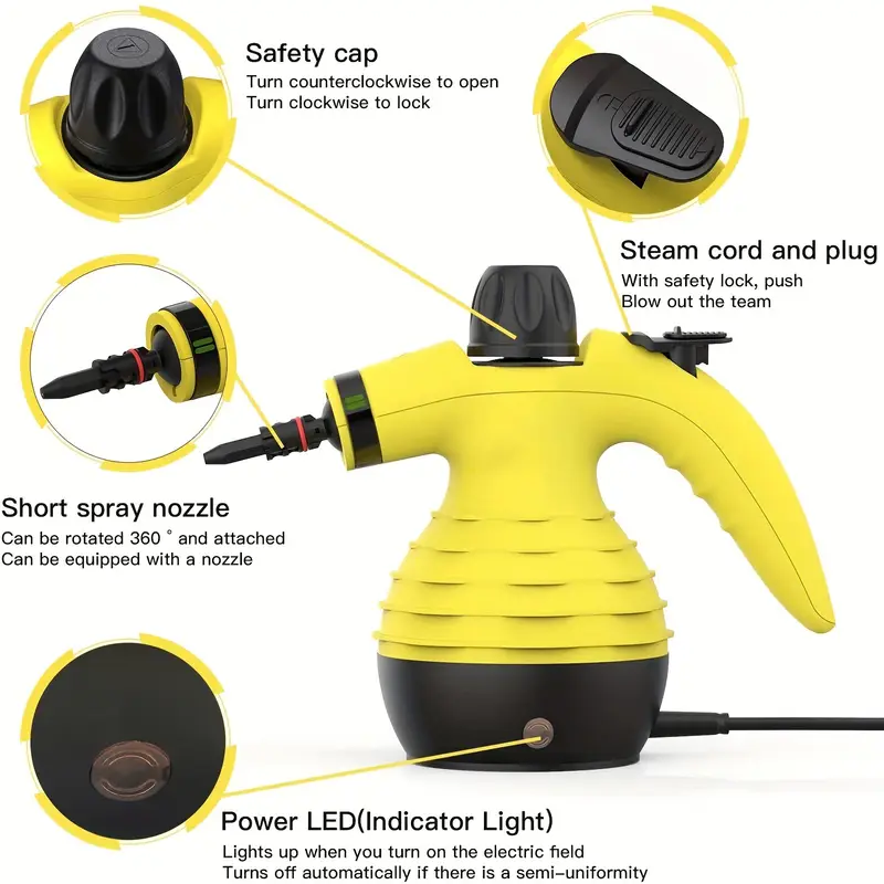 1 purpose steam cleaner handheld pressurized with 9 piece accessories stain removal curtains car seats floor window cleaning yellow uk details 2