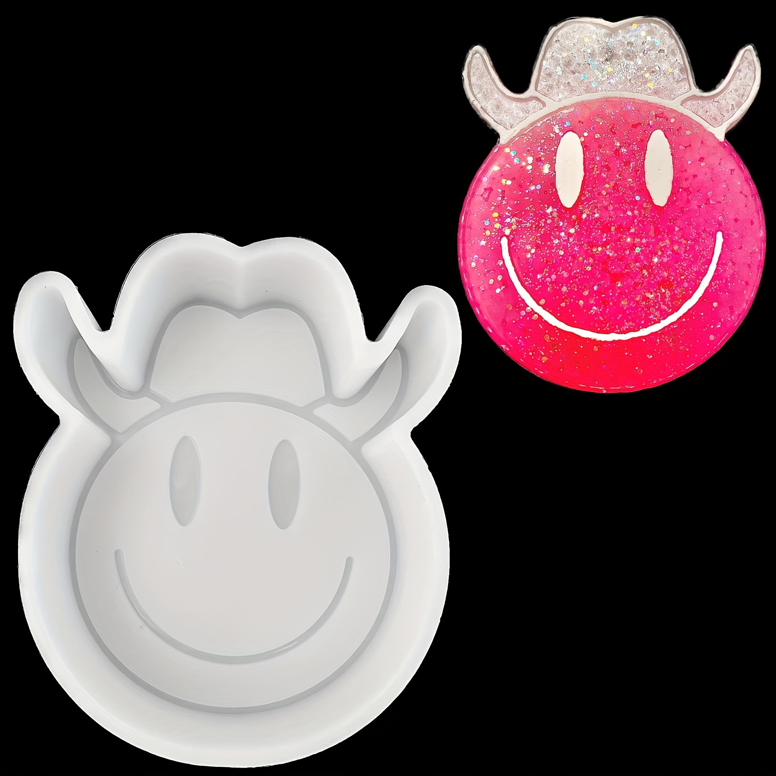 

Smiling Face In Cowboy Hat Car Freshie Mold, Silicone Freshie Mold, Silicone Resin Mold For Freshie Making Aroma Bead, Candle, Soap, Resin, Wax Melt, Pendant, Diy Crafts